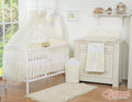 Large mosquito net for baby's bed made of chiffon with hanging hearts and a bow - cream