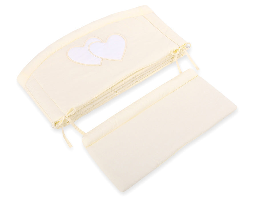 Universal crib rail bumper XXL - Hearts cream