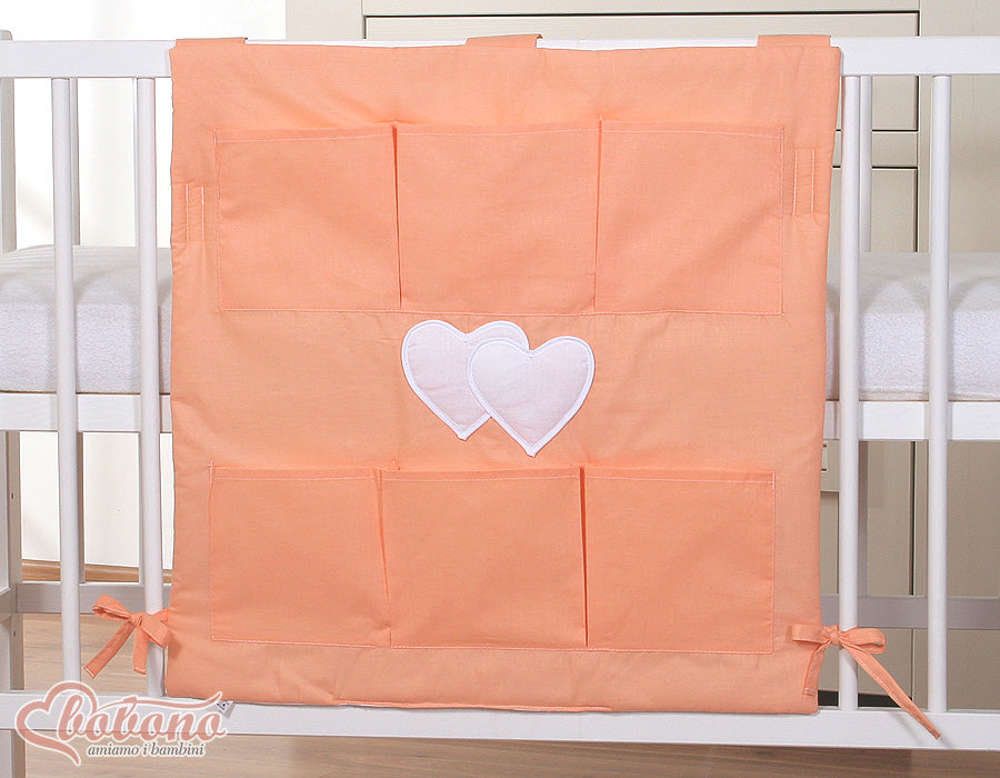 Cot tidy- Hanging Hearts orange