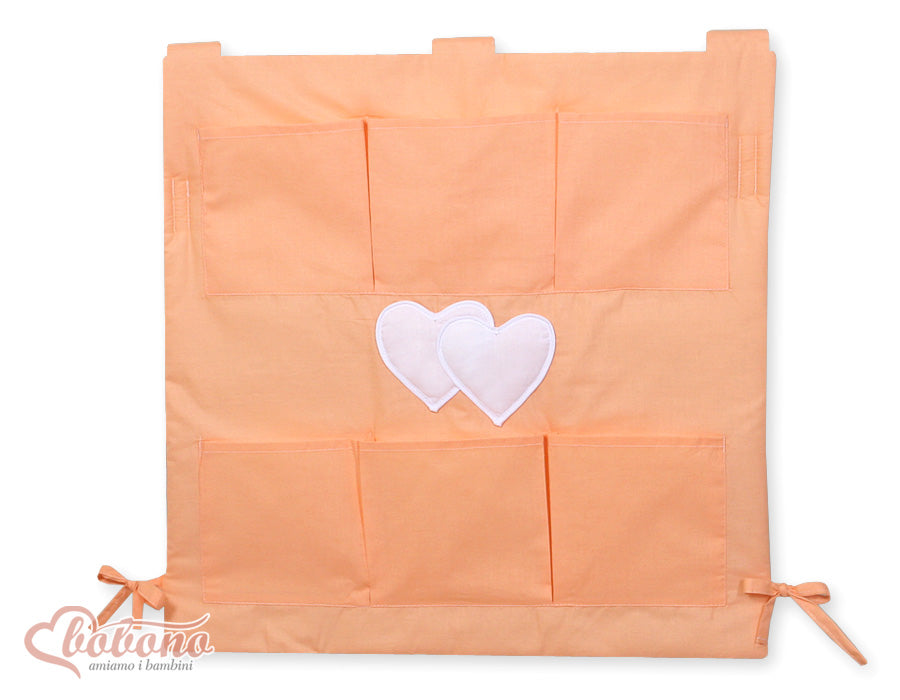 Cot tidy- Hanging Hearts orange