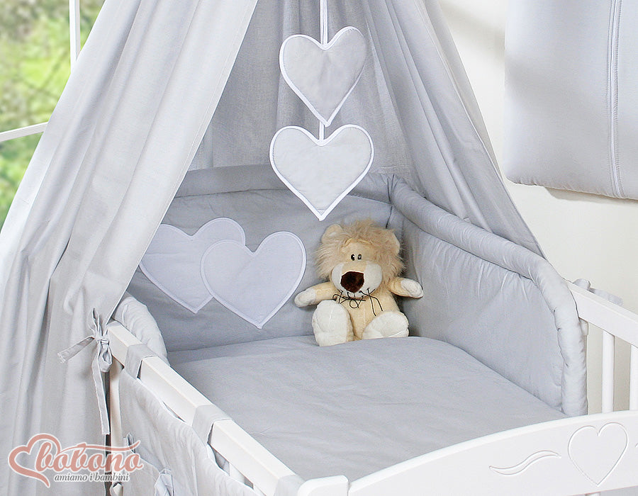 Canopy made of fabric- Hanging Hearts gray
