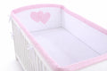 Universal crib rail bumper XXL - Hearts pink checkered