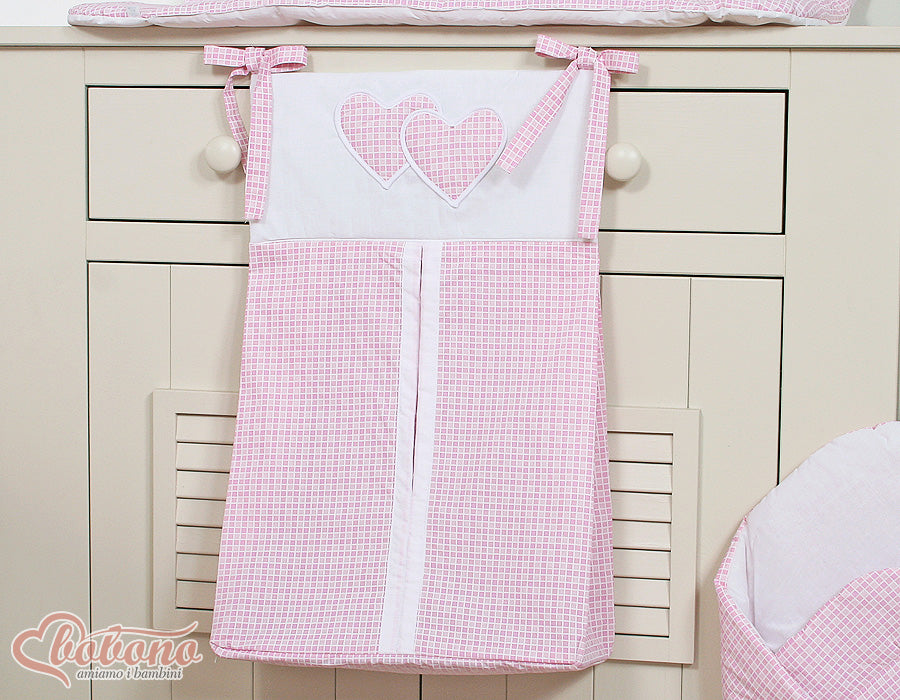 Diaper bag- Hanging Hearts pink checkered