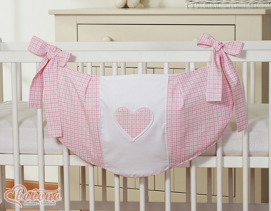 Toys bag- Hanging Hearts pink checkered