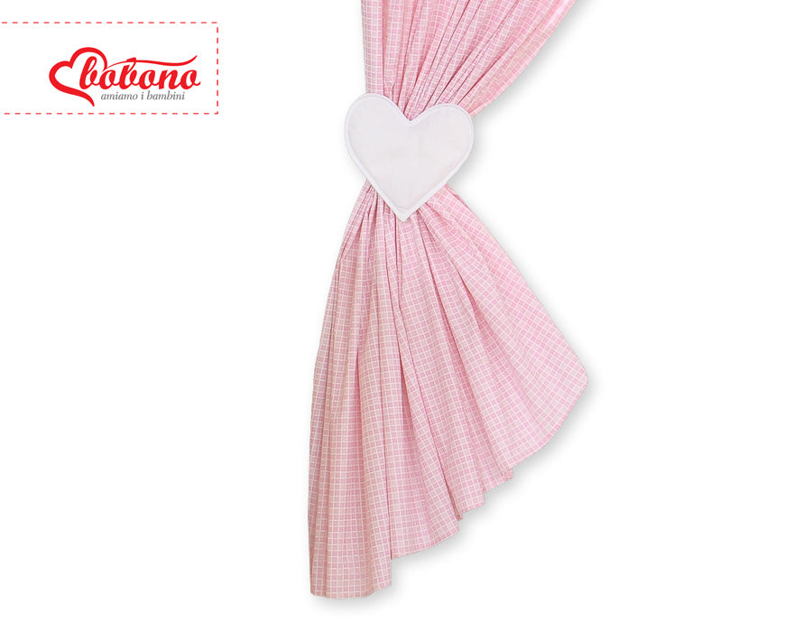 Curtains for baby room- Hanging Hearts pink checkered