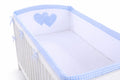 Universal crib rail bumper XXL - Hearts blue checkered