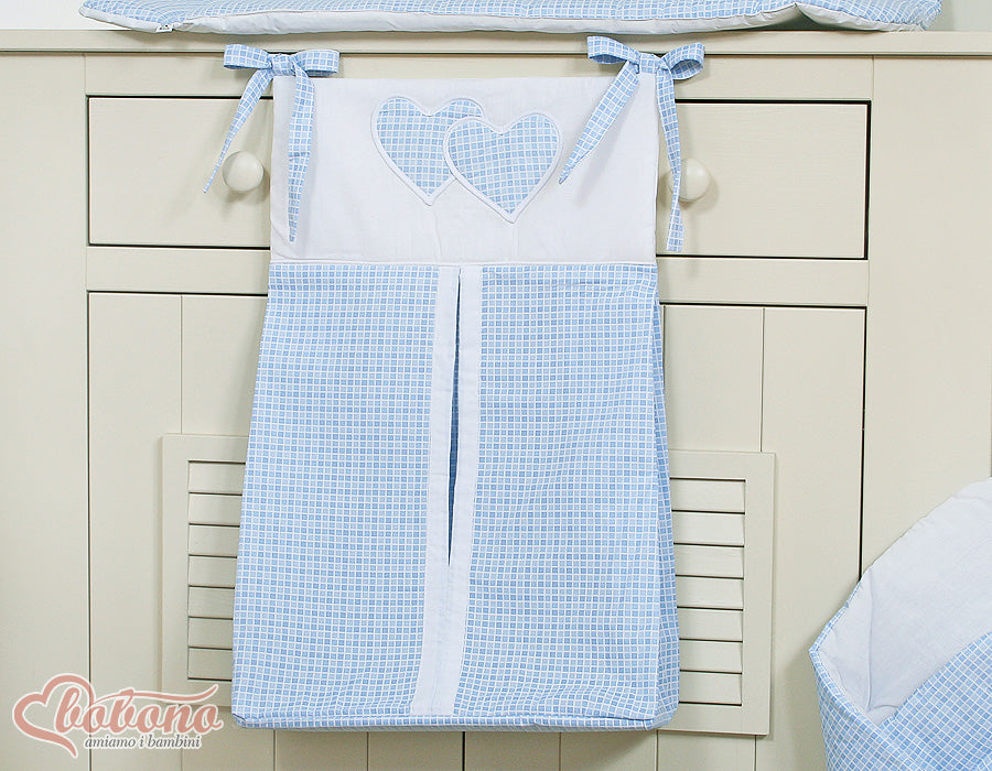 Diaper bag- Hanging Hearts blue checkered