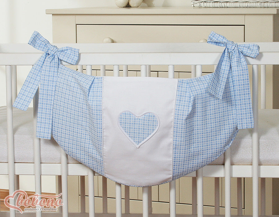 Toys bag- Hanging Hearts blue checkered