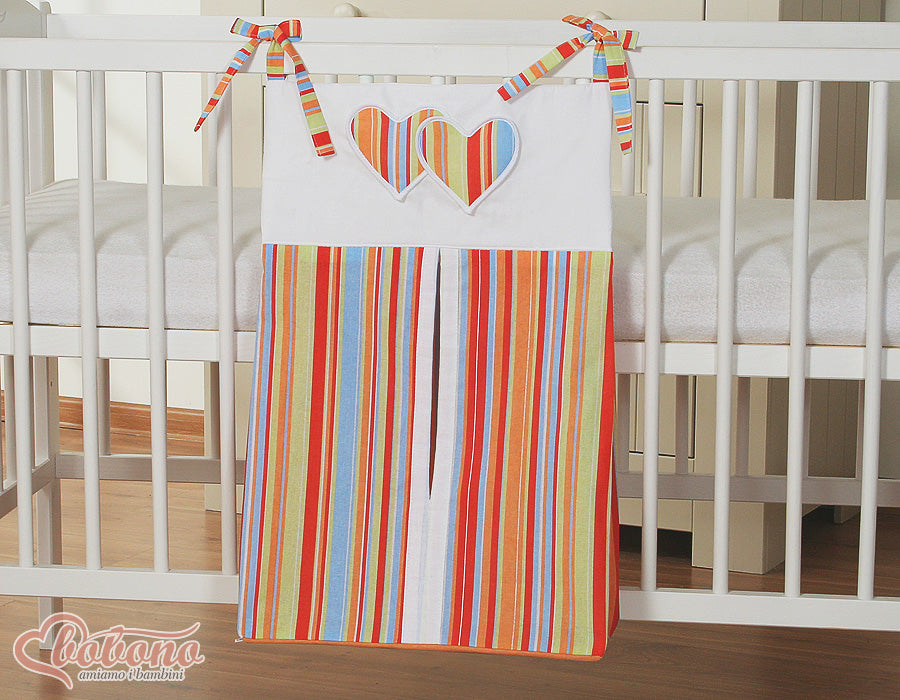 Diaper bag- Hanging Hearts orange strips