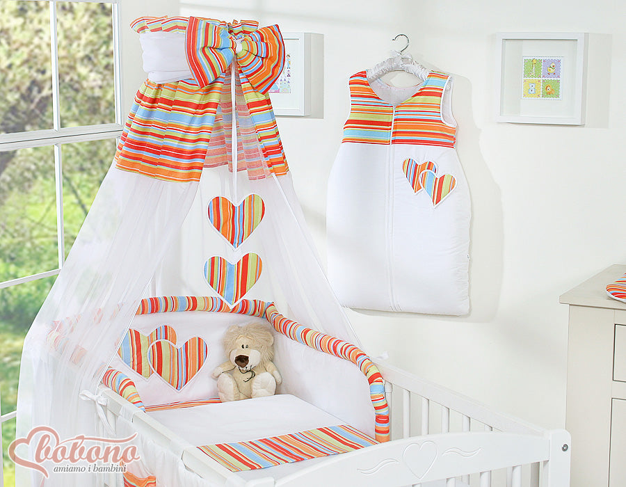 Canopy made of Chiffon- Hanging Hearts orange strips