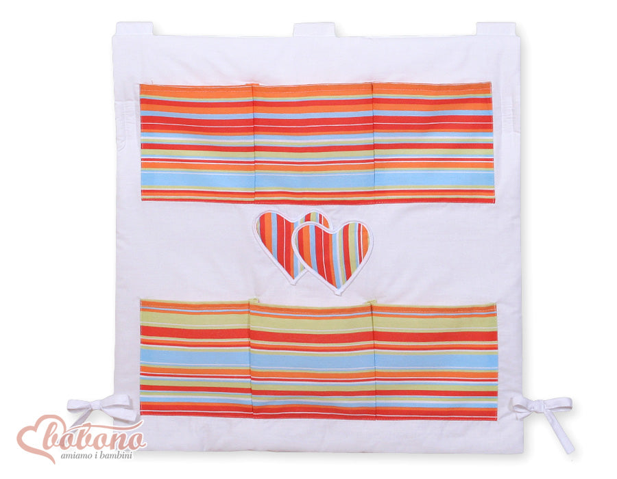 Cot tidy- Hanging Hearts orange strips