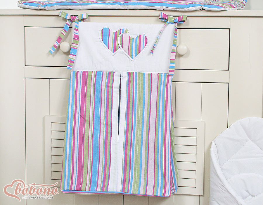 Diaper bag- Hanging Hearts lilac strips