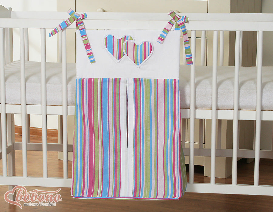 Diaper bag- Hanging Hearts lilac strips
