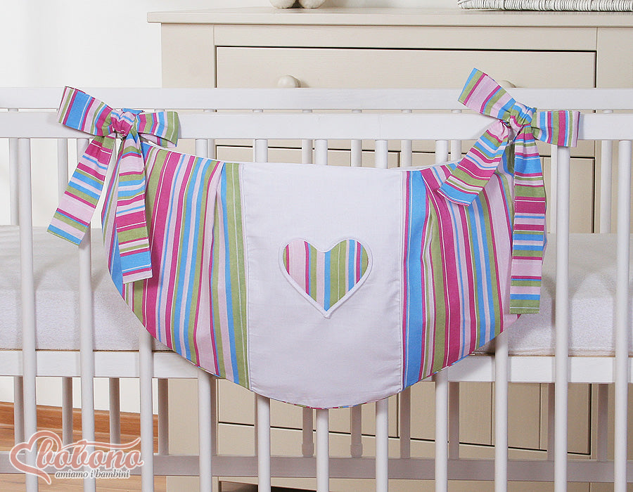 Toys bag- Hanging Hearts lilac strips