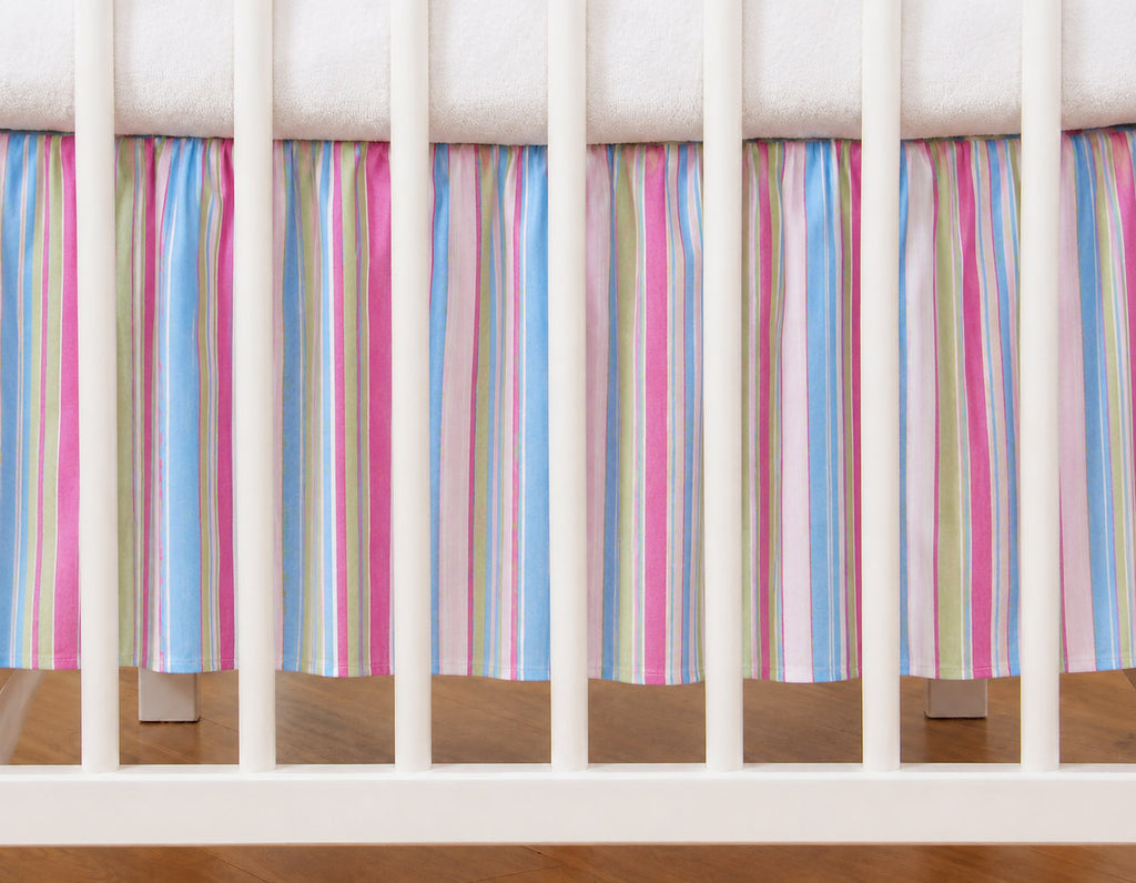 Dust Ruffle Crib - Bed Skirt - Masking flounce 120x60cm - lilac strips