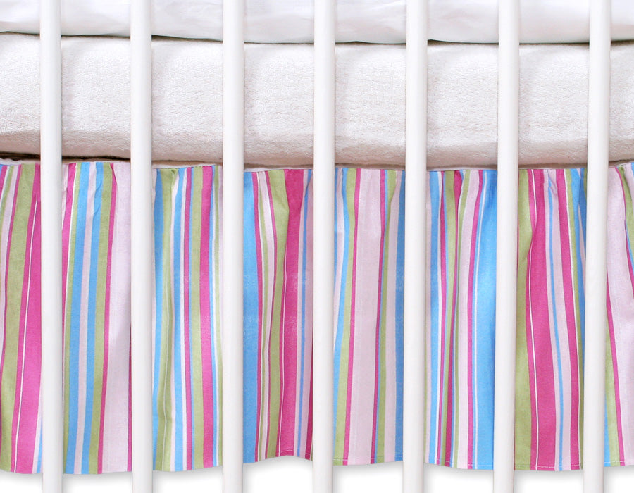 Dust Ruffle Crib - Bed Skirt - Masking flounce 120x60cm - lilac strips