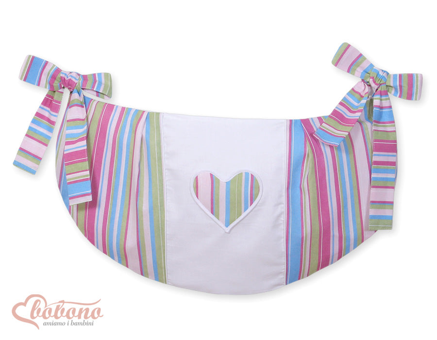Toys bag- Hanging Hearts lilac strips