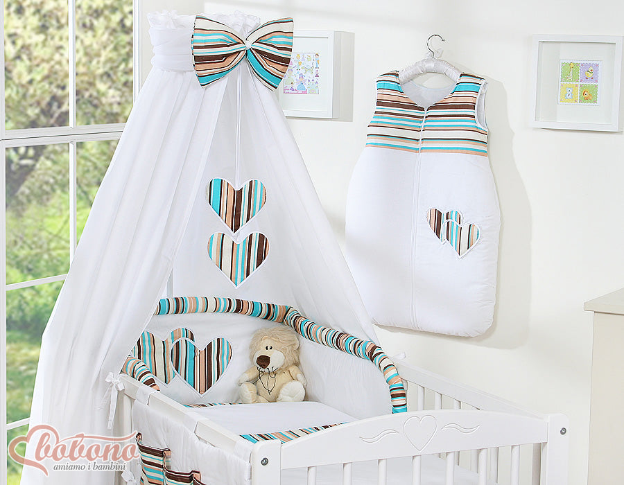 Canopy made of fabric- Hanging Hearts brown strips