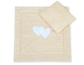 Pram bedding set with duvet and pillow 2pcs - Hearts white polka dots on beige