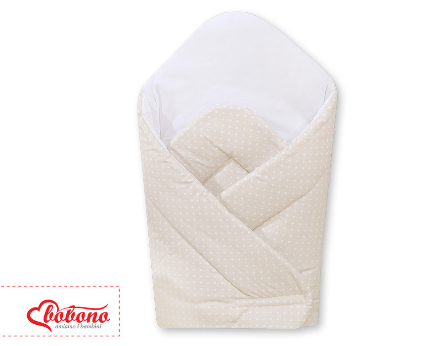 Babynest with stiffening- Hanging Hearts white polka dots on beige