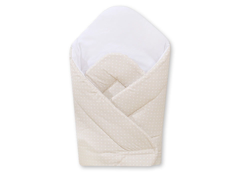 Babynest with stiffening- Hanging Hearts white polka dots on beige