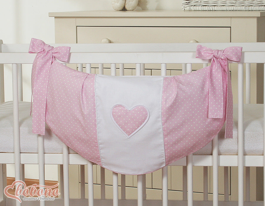 Toys bag- Hanging Hearts white polka dots on pink