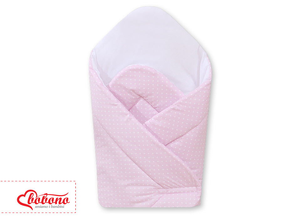 Babynest with stiffening- Hanging Hearts white polka dots on pink