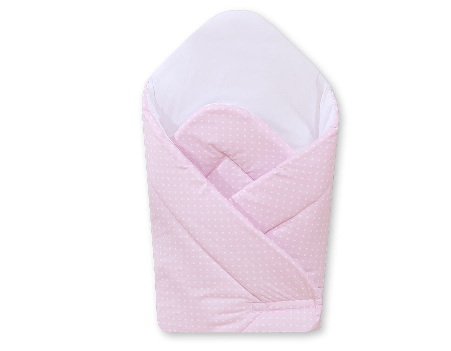 Babynest with stiffening- Hanging Hearts white polka dots on pink