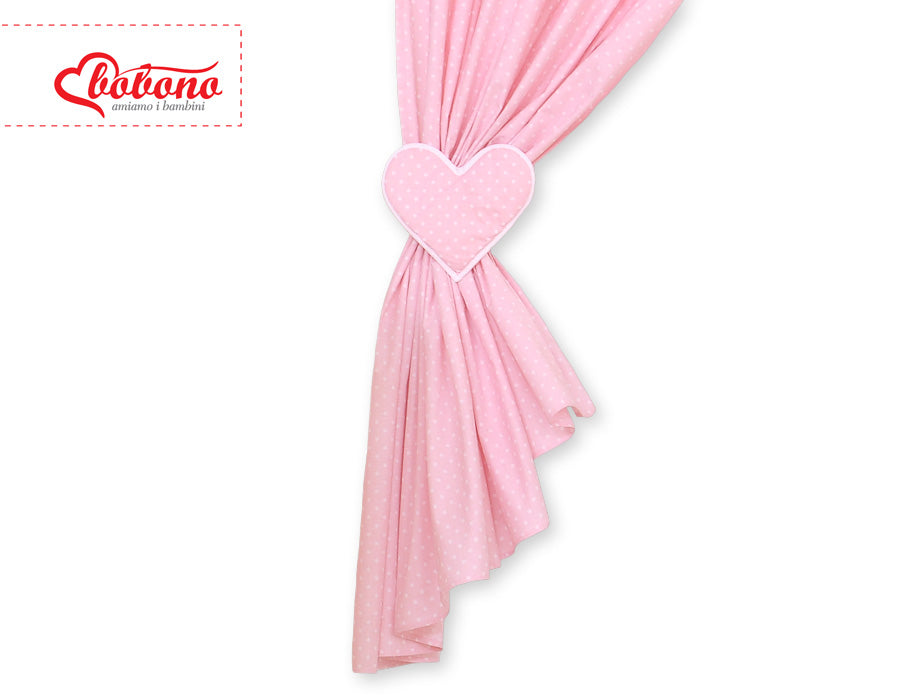 Curtains for baby room- Hanging Hearts white polka dots on pink