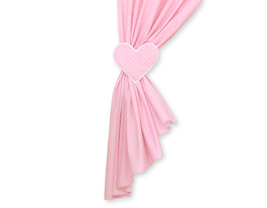 Curtains for baby room- Hanging Hearts white polka dots on pink