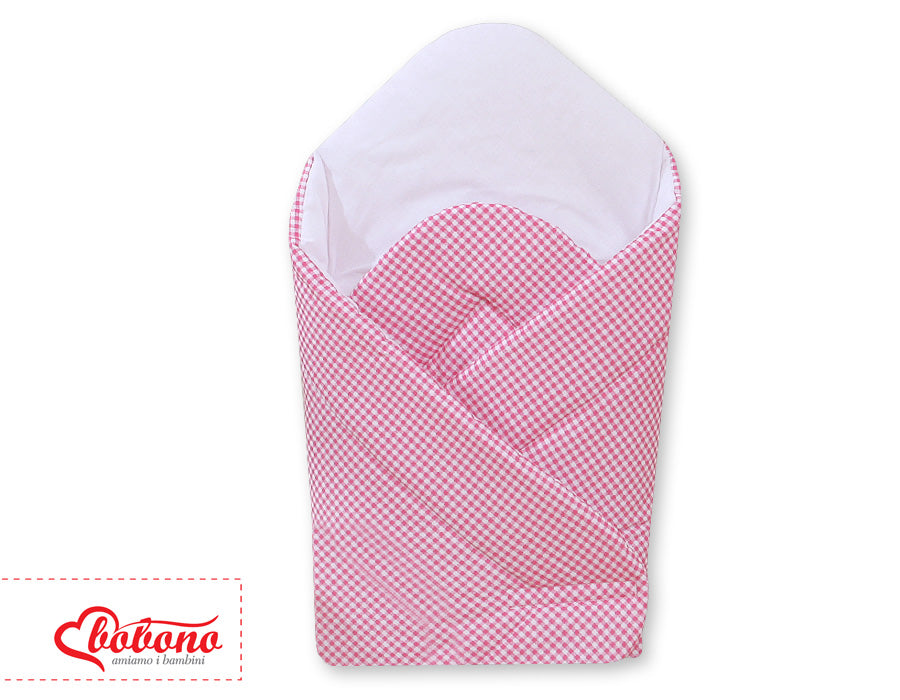 Babynest with stiffening- Hanging Hearts dark pink checkered