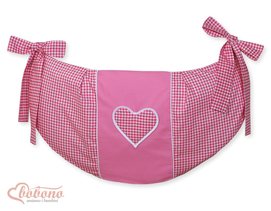 Toys bag- Hanging Hearts dark pink checkered