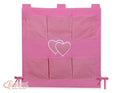 Cot tidy- Hanging Hearts dark pink checkered