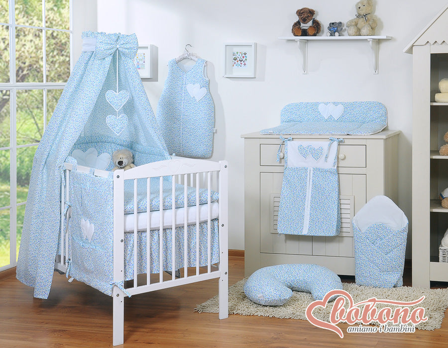 Canopy made of fabric- Hanging Hearts blue flowers