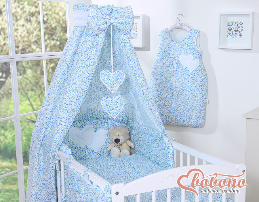 Canopy made of fabric- Hanging Hearts blue flowers