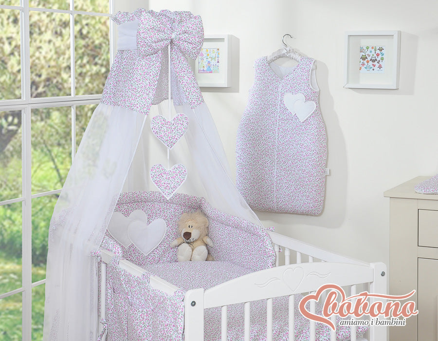Canopy made of Chiffon- Hanging Hearts pink flowers