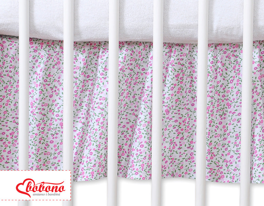 Dust Ruffle-Masking flounce 120x60cm- Hanging Hearts pink flowers