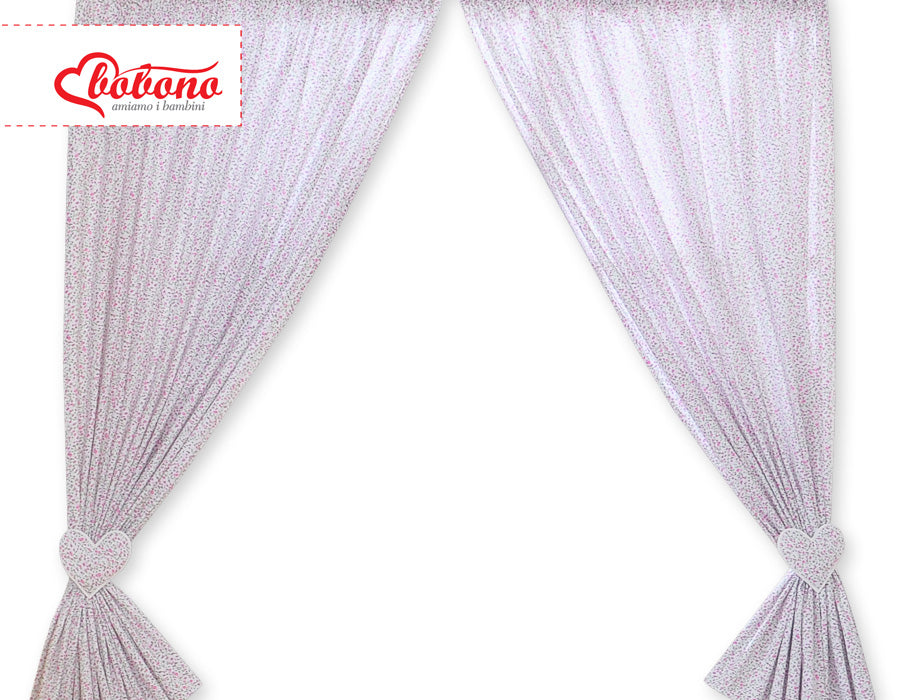 Curtains for baby room- Hanging Hearts pink flowers