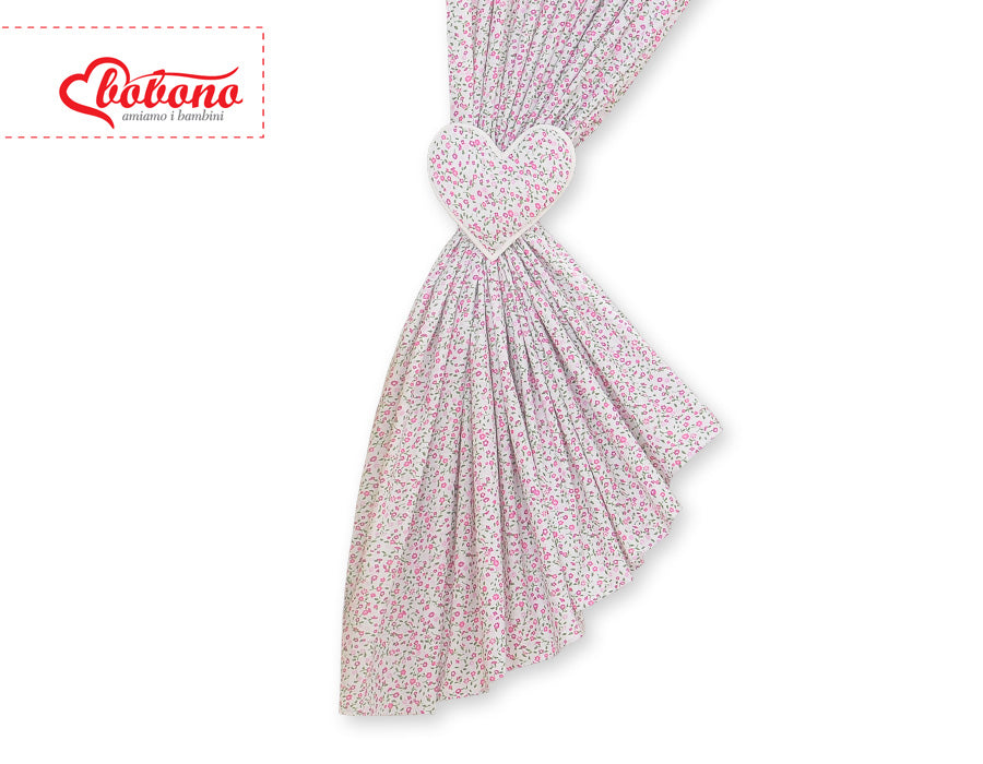 Curtains for baby room- Hanging Hearts pink flowers