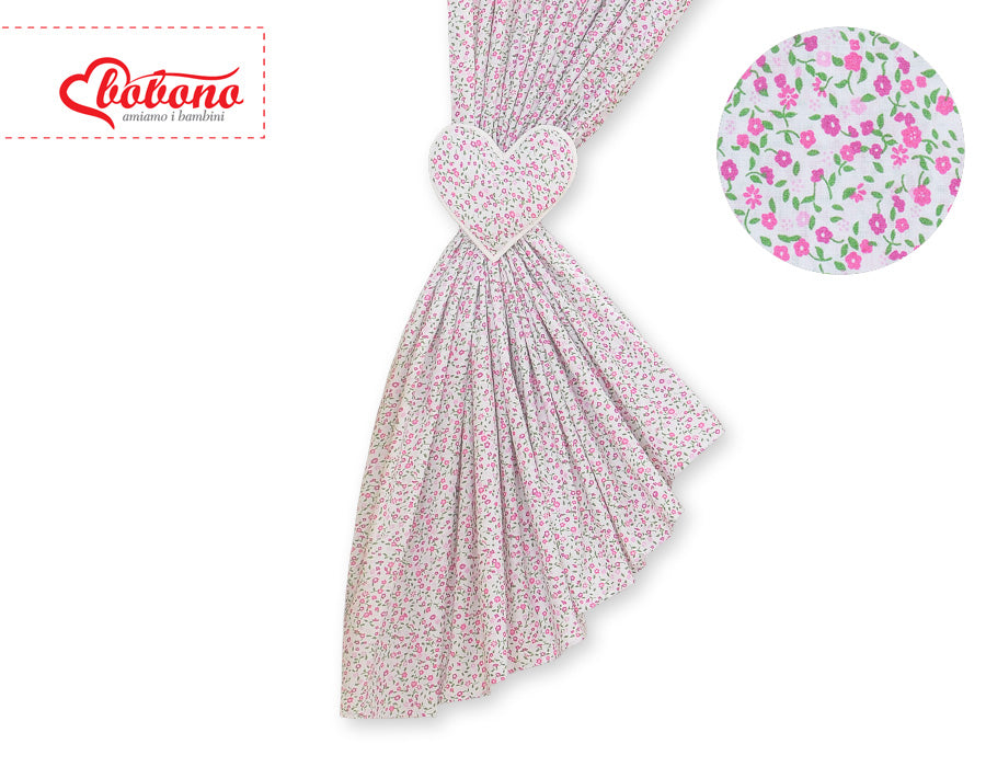 Curtains for baby room- Hanging Hearts pink flowers