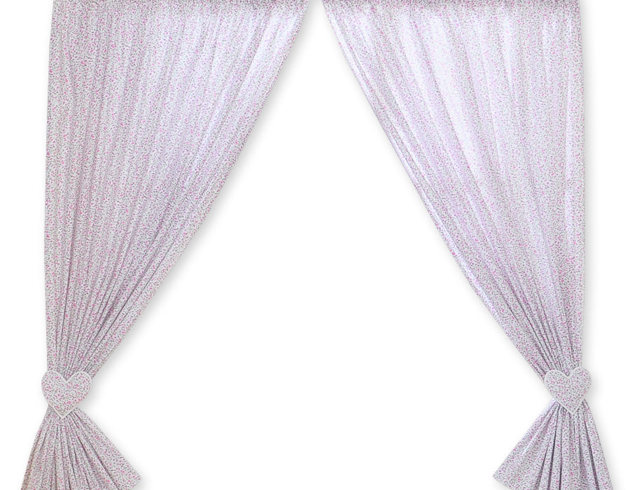 Curtains for baby room- Hanging Hearts pink flowers