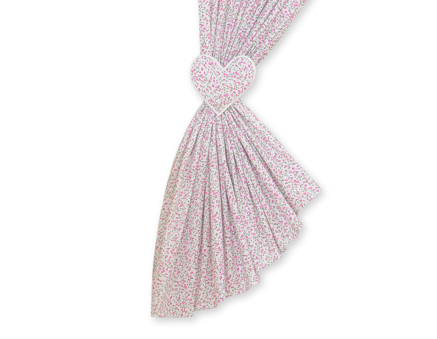 Curtains for baby room- Hanging Hearts pink flowers