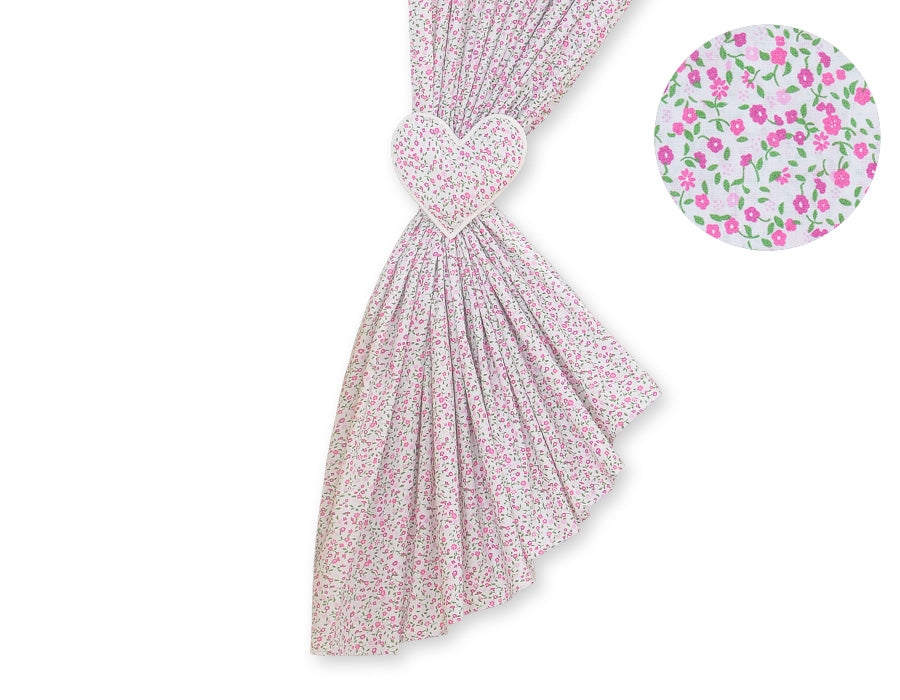 Curtains for baby room- Hanging Hearts pink flowers