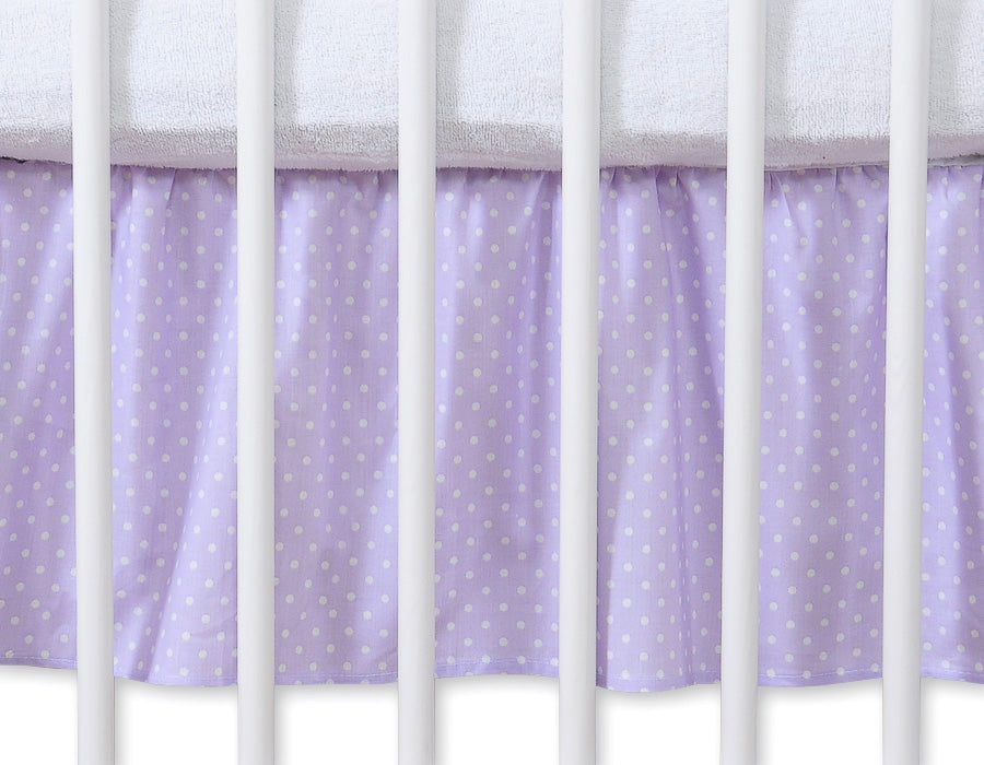 Dust Ruffle-Masking flounce 140x70cm- Hanging Hearts white polka dots on lilac