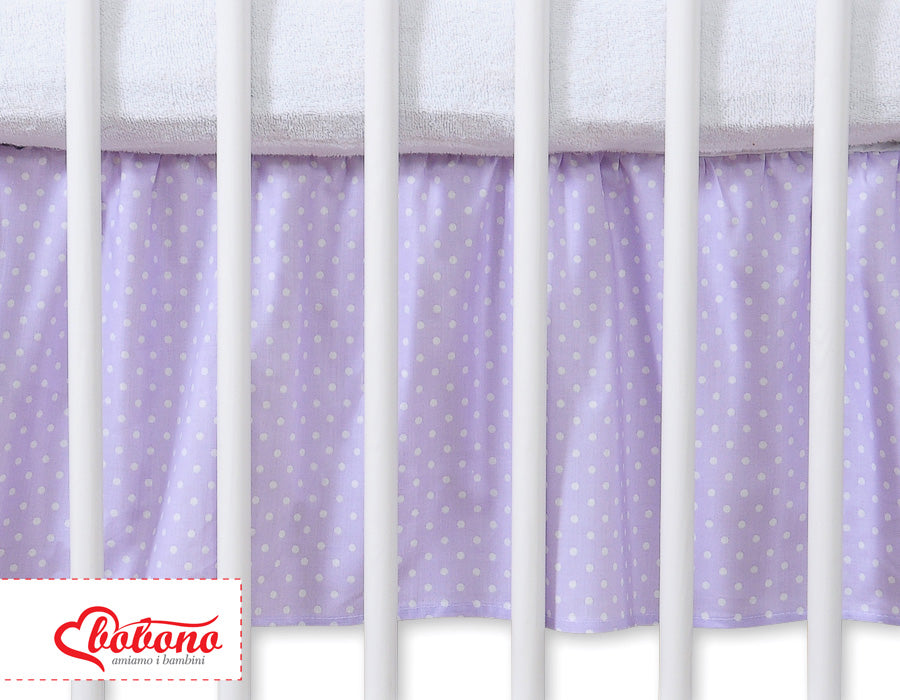 Dust Ruffle-Masking flounce 140x70cm- Hanging Hearts white polka dots on lilac