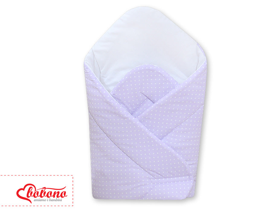 Babynest with stiffening- Hanging Hearts white polka dots on lilac