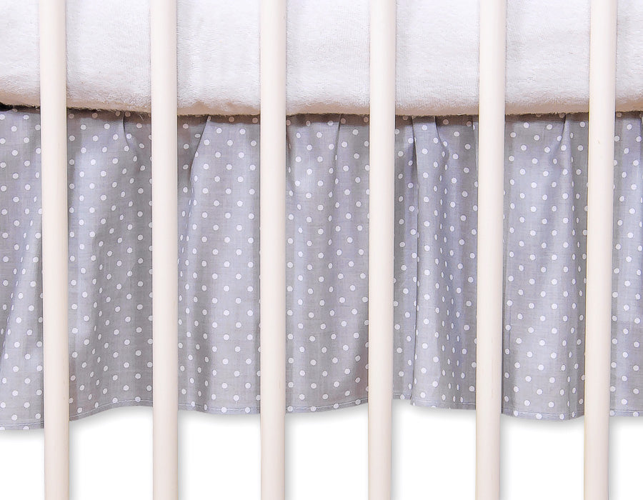 Dust Ruffle-Masking flounce 120x60cm- Hanging Hearts white polka dots on grey