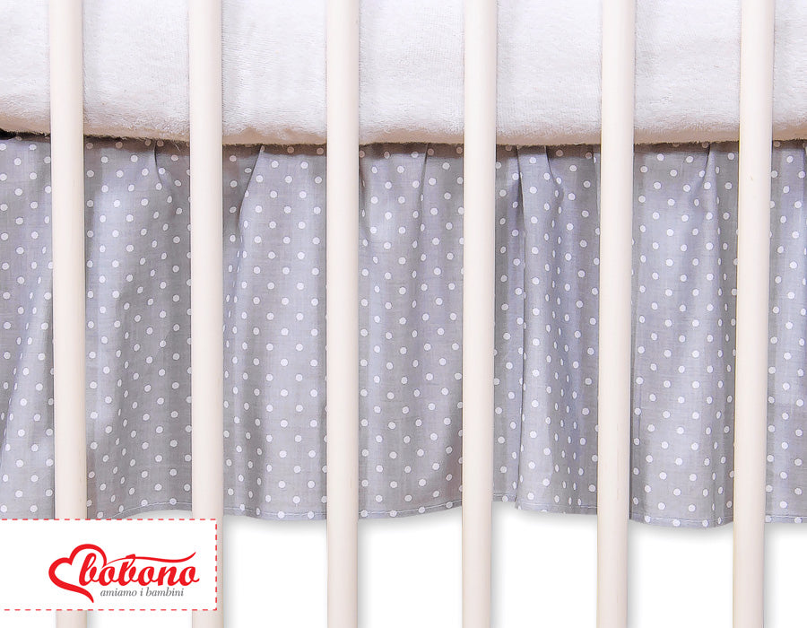 Dust Ruffle-Masking flounce 140x70cm- Hanging Hearts white polka dots on grey