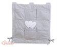 Cot tidy- Hanging Hearts white polka dots on grey