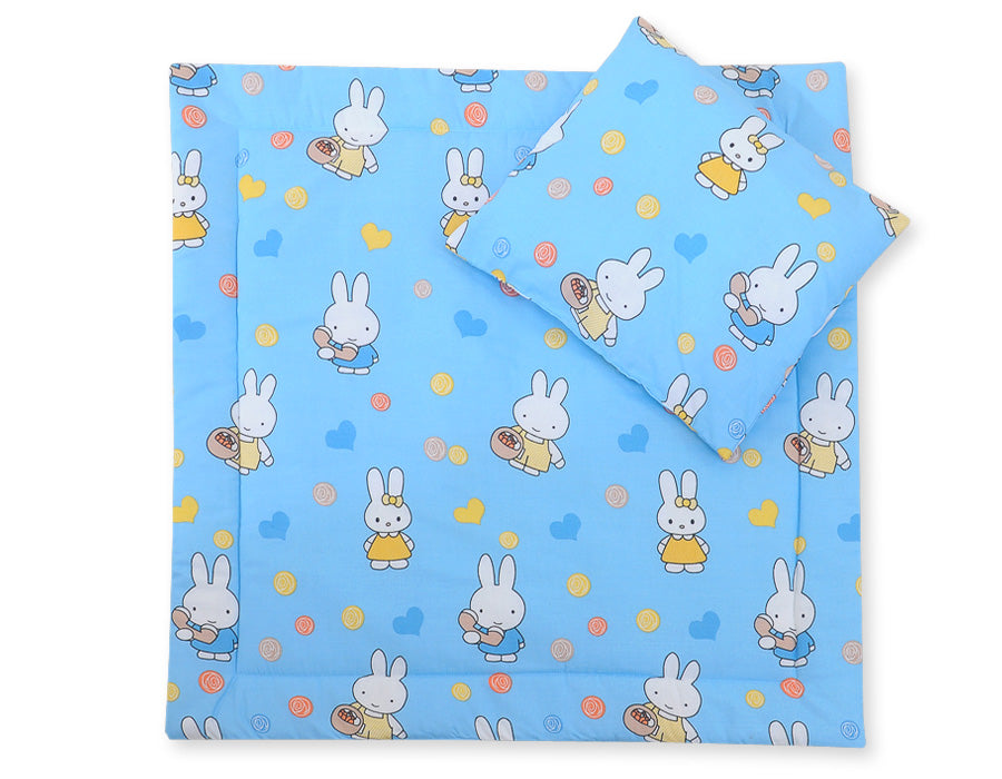 Pram bedding set with duvet and pillow 2pcs - Hallo rabbit blue